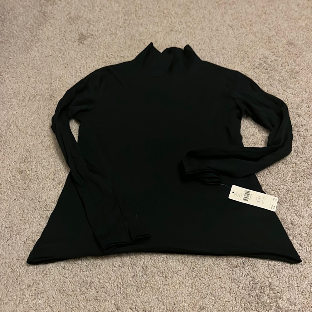 by Anthropologie Women Shirt Black Long Sleeve Turtleneck Layering XXSP